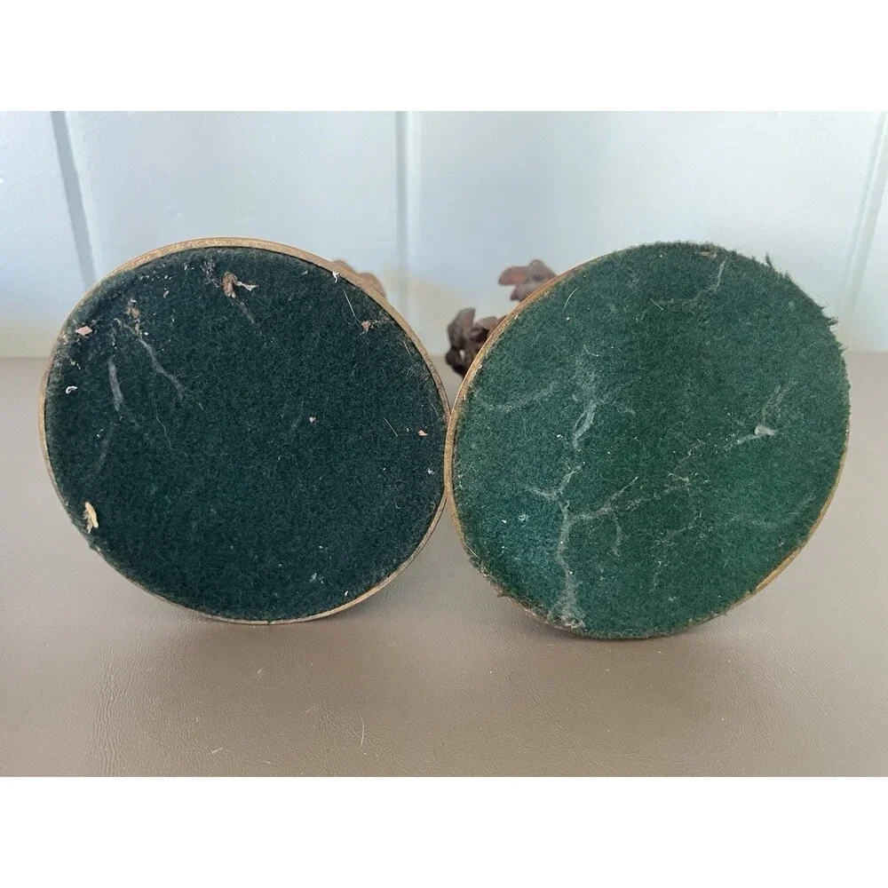 Vtg Art Nouveau Bronz Candlestick Holders Floral Motif Pair Taper Candle 7